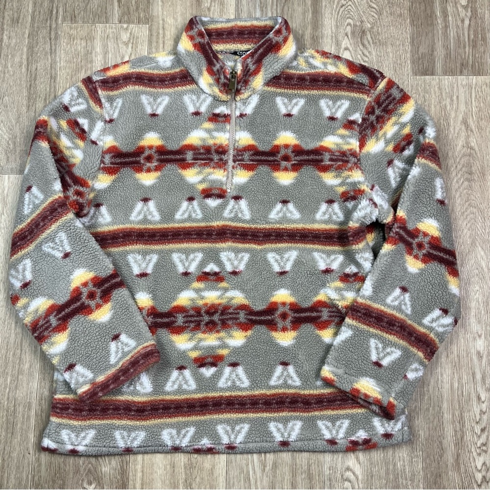 STOIC Pattern Sherpa 1/4 zip Pullover sweater women’s large